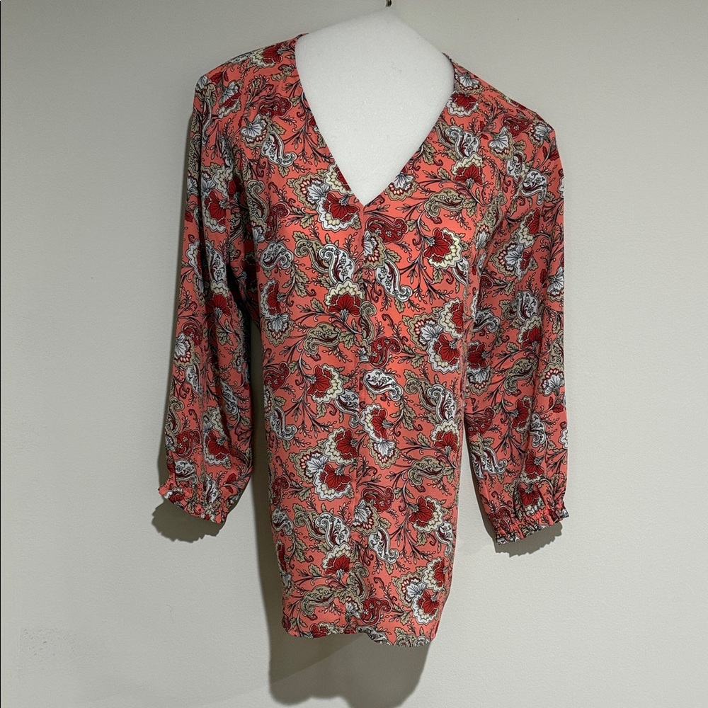 LOFT Paisley V-Neck Blouse